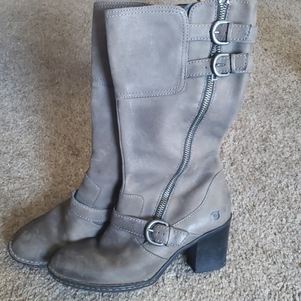 Grey heeled Born boots size 9